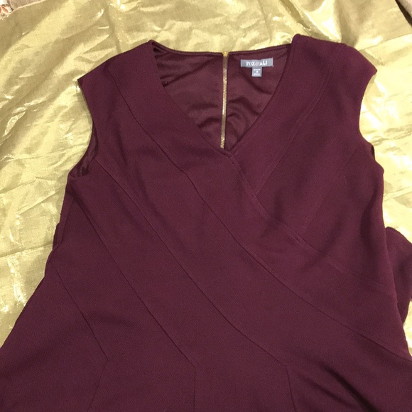 Roz & Ali Plum Wine women’s sz. 16 dress. Exposed gold toned zippered back - Picture 6 of 8